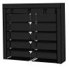 7 Tiers Portable Shoe Rack Closet Fabric Cover Shoe Storage Organizer Cabinet Black