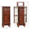 Wooden Jewelry Armoire Cabinet Storage Chest with Drawers and Swing Doors