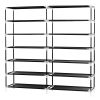 7 Tiers Portable Shoe Rack Closet Fabric Cover Shoe Storage Organizer Cabinet Black