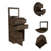 Kamelot Dresser With Jewelry Box; Single Door Cabinet; Mirror; Two Drawers -Dark Walnut