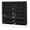 7 Tiers Portable Shoe Rack Closet Fabric Cover Shoe Storage Organizer Cabinet Black