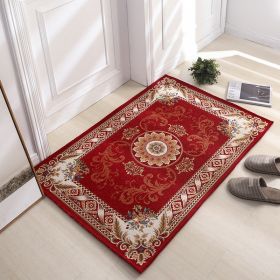 Thickened Absorbent Jacquard Carpet Dornier Woven Living Room Bathroom Rug Kitchen Non-slip Home Entry Floor Door Mat Red Brown (Color: Red)