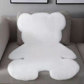 Cute Bear Carpet Plush Foot Pad Soft Fluffy Decorative Bedroom Girl Boy Kids Room Bedside Fuzzy Floor Mat Non-slip Comfortable (Color: White)