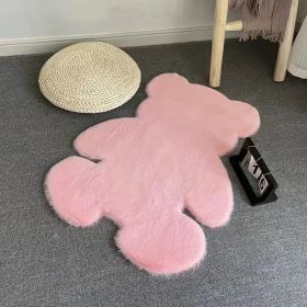 Cute Bear Carpet Plush Foot Pad Soft Fluffy Decorative Bedroom Girl Boy Kids Room Bedside Fuzzy Floor Mat Non-slip Comfortable (Color: Pink)