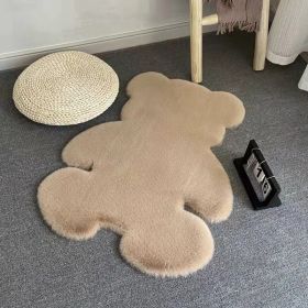 Cute Bear Carpet Plush Foot Pad Soft Fluffy Decorative Bedroom Girl Boy Kids Room Bedside Fuzzy Floor Mat Non-slip Comfortable (Color: Khaki)