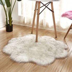 Fluffy 6cm Plush Carpet Fuzzy Wool Floor Mat Multicolor Flowers Clouds Soft Living Room Bedroom Aldult Child Kids Fashion Lovely (Color: white + gray)