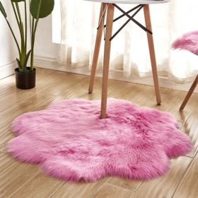 Fluffy 6cm Plush Carpet Fuzzy Wool Floor Mat Multicolor Flowers Clouds Soft Living Room Bedroom Aldult Child Kids Fashion Lovely (Color: Dark pink)