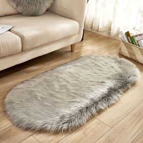 Fluffy 6cm Plush Carpet Fuzzy Wool Floor Mat Multicolor Oval Soft Living Room Bedroom Aldult Boys Girls Home Decor Cute Fashion (Color: Light grey)