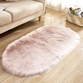 Fluffy 6cm Plush Carpet Fuzzy Wool Floor Mat Multicolor Oval Soft Living Room Bedroom Aldult Boys Girls Home Decor Cute Fashion (Color: Light pink)