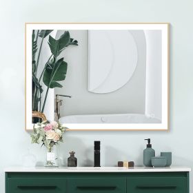 Rectangular Single Aluminum Framed Anti-Fog LED Light Wall Bathroom Vanity Mirror (size: 40*32)