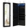 Lockable Wall Mounted Mirror Jewelry Armoire with 5 LEDs and 6 Drawers