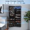 Lockable Wall Mounted Mirror Jewelry Armoire with 5 LEDs and 6 Drawers