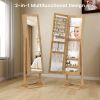 Freestanding Lockable Jewelry Armoire with Full-Length Mirror and 6 LED Lights