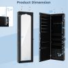 Lockable Wall Mounted Mirror Jewelry Armoire with 5 LEDs and 6 Drawers