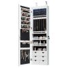 Lockable Wall Mounted Mirror Jewelry Armoire with 5 LEDs and 6 Drawers