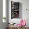 Lockable Wall Mounted Mirror Jewelry Armoire with 5 LEDs and 6 Drawers