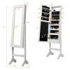 Mirrored Standing Jewelry Armoire Cabinet with LED Lights