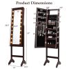 Mirrored Standing Jewelry Armoire Cabinet with LED Lights