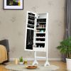 Mirrored Standing Jewelry Armoire Cabinet with LED Lights