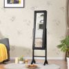 Mirrored Standing Jewelry Armoire Cabinet with LED Lights