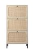 Natural Rattan 3 Door Shoe Rack, Freestanding Modern Shoe Storage Cabinet, for Entryway