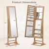 Freestanding Lockable Jewelry Armoire with Full-Length Mirror and 6 LED Lights