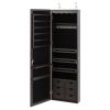 Lockable Wall Mounted Mirror Jewelry Armoire with 5 LEDs and 6 Drawers