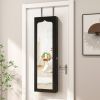 Lockable Wall Mounted Mirror Jewelry Armoire with 5 LEDs and 6 Drawers