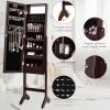 Mirrored Standing Jewelry Armoire Cabinet with LED Lights