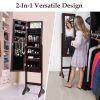 Mirrored Standing Jewelry Armoire Cabinet with LED Lights