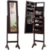 Mirrored Standing Jewelry Armoire Cabinet with LED Lights