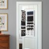 Lockable Wall Mounted Mirror Jewelry Armoire with 5 LEDs and 6 Drawers