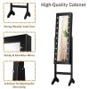 Mirrored Standing Jewelry Armoire Cabinet with LED Lights