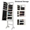 Mirrored Standing Jewelry Armoire Cabinet with LED Lights